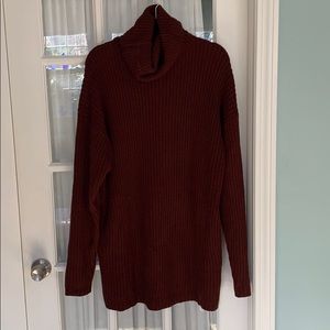 Maroon Turtleneck Sweater Dress